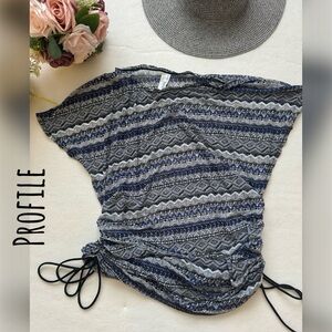 PROFILE Meshed Geo Pattern Print Ruched Cover-up MEDIUM